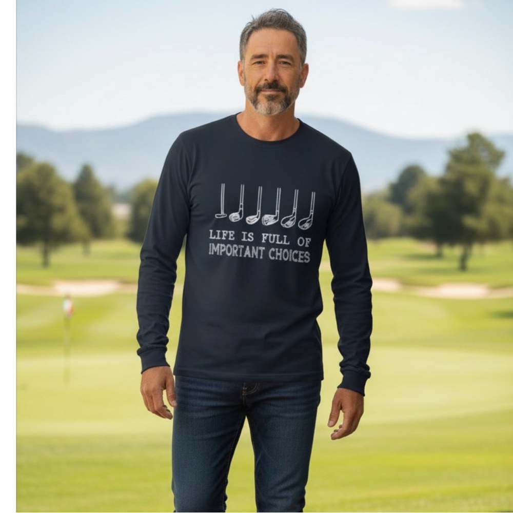 Life Is Full Of Important Choices Graphic Golf Shirt Men's XL Black